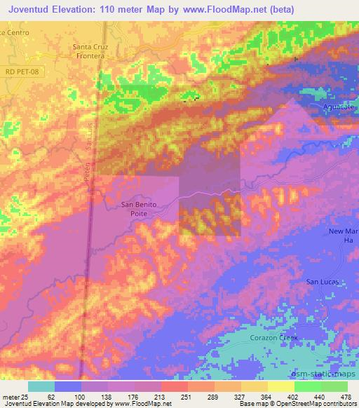 Joventud,Belize Elevation Map