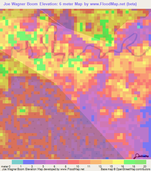 Joe Wagner Boom,Belize Elevation Map