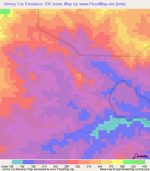 Jimmy Cut,Belize Elevation Map