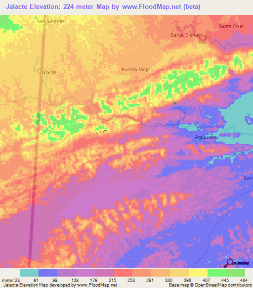 Jalacte,Belize Elevation Map