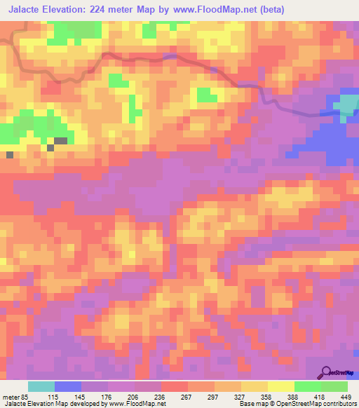 Jalacte,Belize Elevation Map