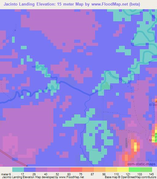 Jacinto Landing,Belize Elevation Map