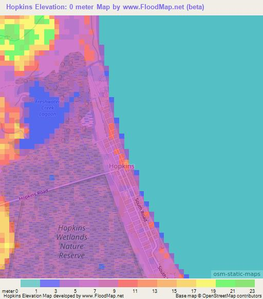 Hopkins,Belize Elevation Map
