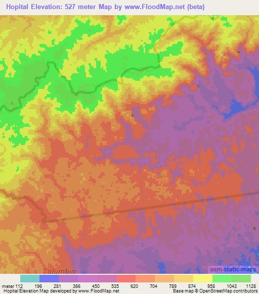 Hopital,Belize Elevation Map