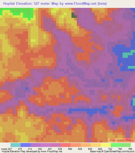 Hopital,Belize Elevation Map