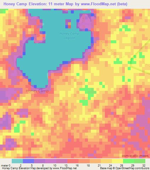 Honey Camp,Belize Elevation Map