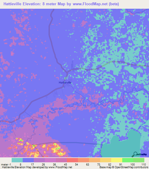 Hattieville,Belize Elevation Map
