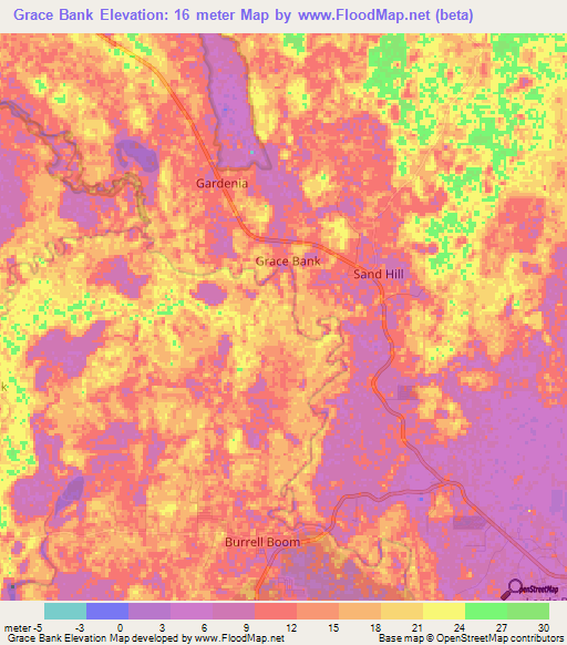 Grace Bank,Belize Elevation Map