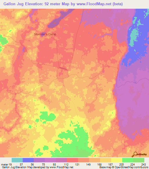 Gallon Jug,Belize Elevation Map
