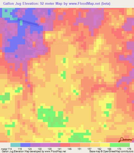 Gallon Jug,Belize Elevation Map