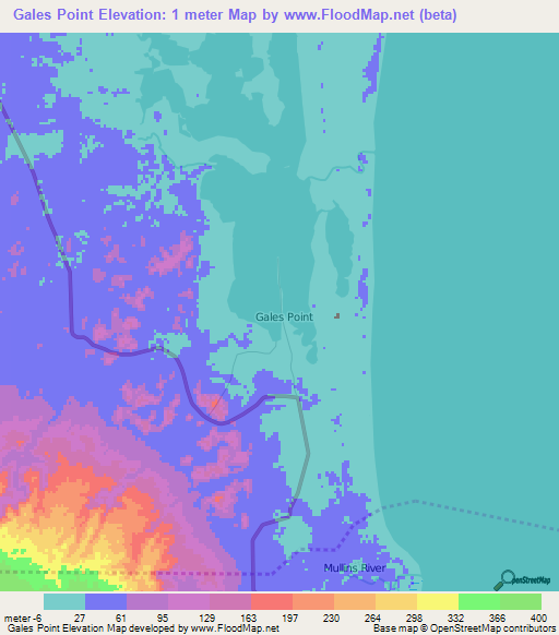Gales Point,Belize Elevation Map