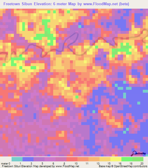 Freetown Sibun,Belize Elevation Map