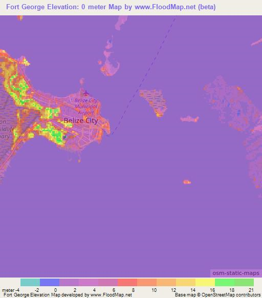 Fort George,Belize Elevation Map