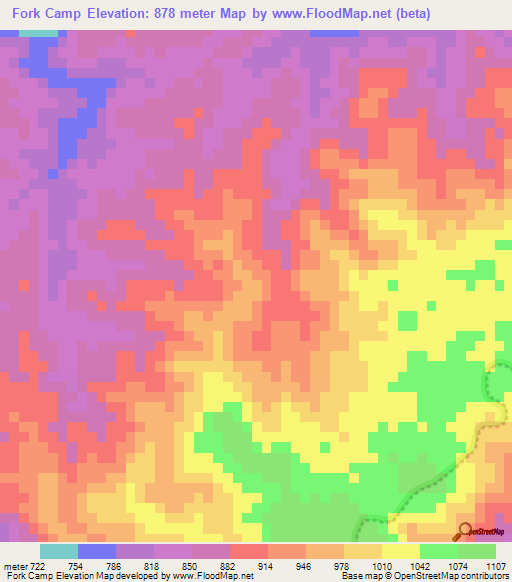 Fork Camp,Belize Elevation Map