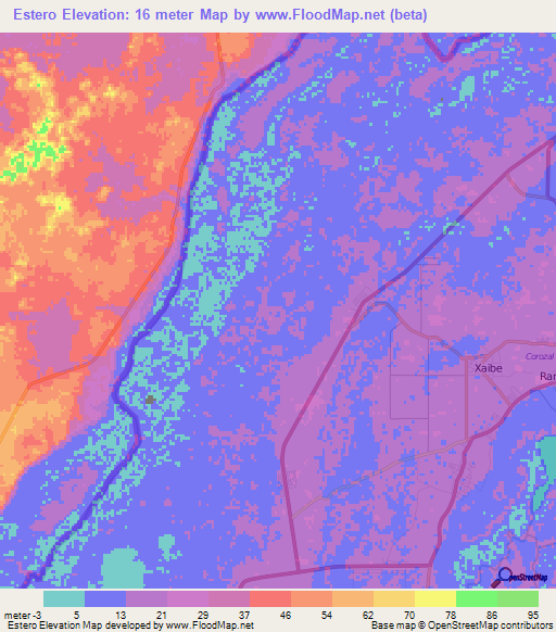 Estero,Belize Elevation Map