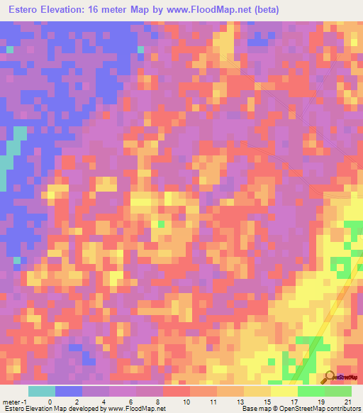 Estero,Belize Elevation Map