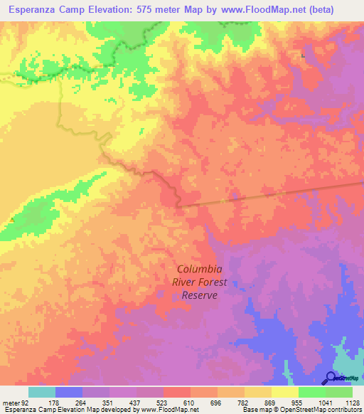 Esperanza Camp,Belize Elevation Map