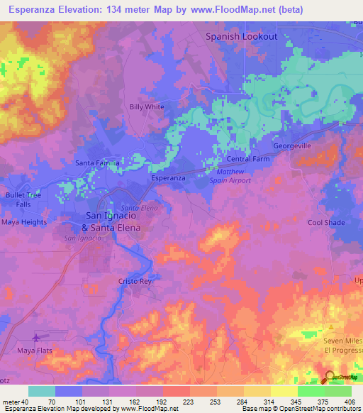 Esperanza,Belize Elevation Map