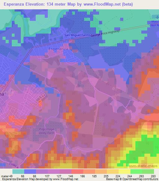 Esperanza,Belize Elevation Map