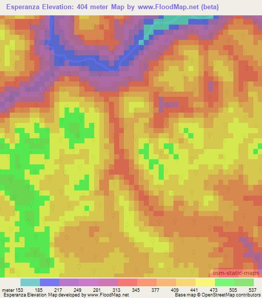 Esperanza,Belize Elevation Map