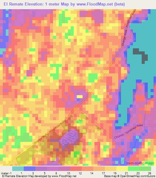 El Remate,Belize Elevation Map