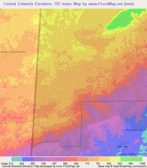 Central Edwards,Belize Elevation Map