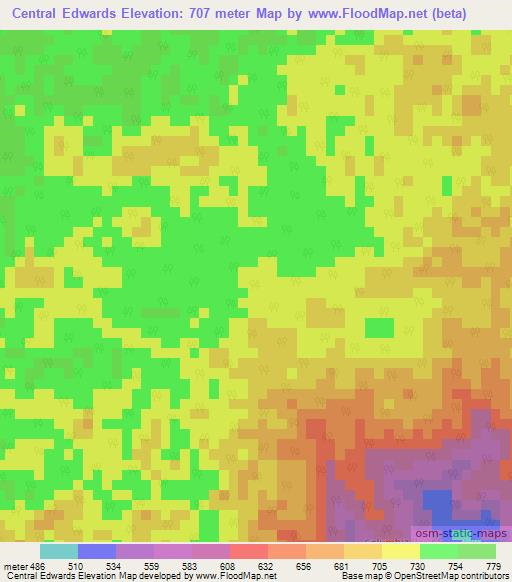 Central Edwards,Belize Elevation Map