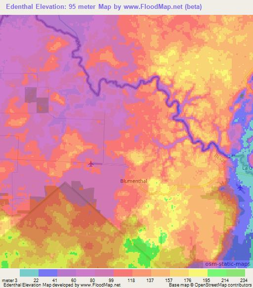 Edenthal,Belize Elevation Map