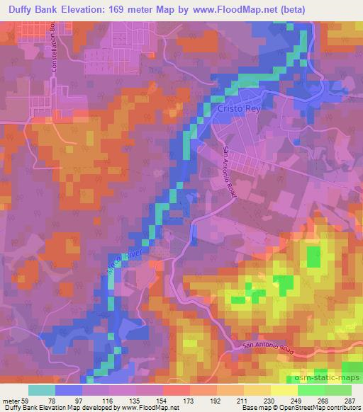 Duffy Bank,Belize Elevation Map