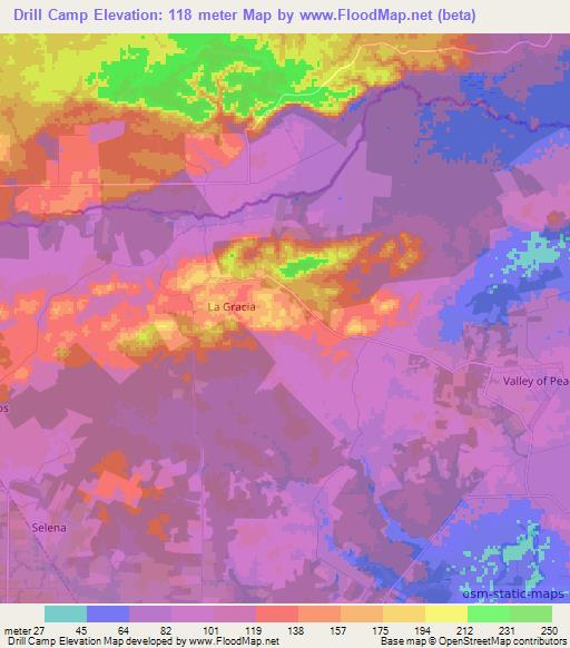 Drill Camp,Belize Elevation Map