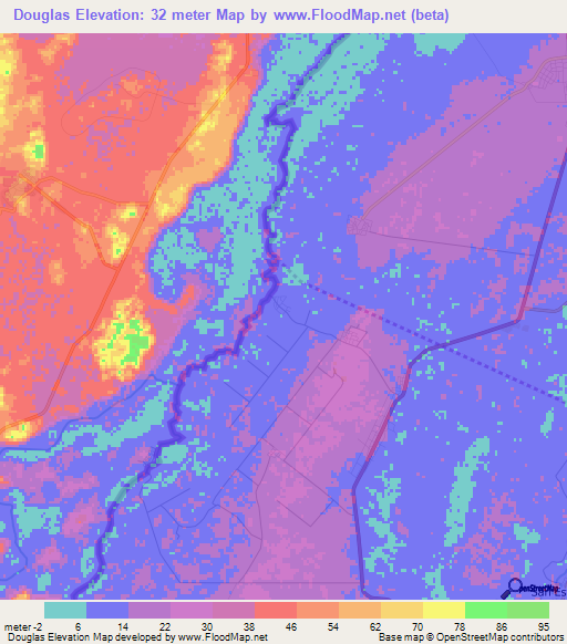 Douglas,Belize Elevation Map