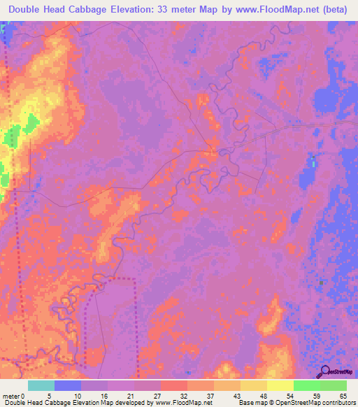 Double Head Cabbage,Belize Elevation Map