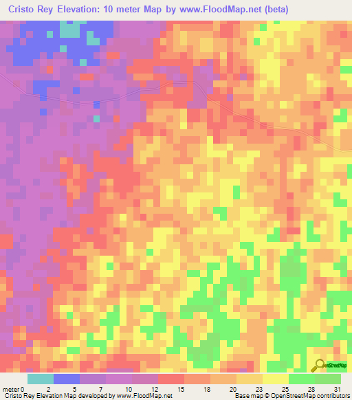 Cristo Rey,Belize Elevation Map