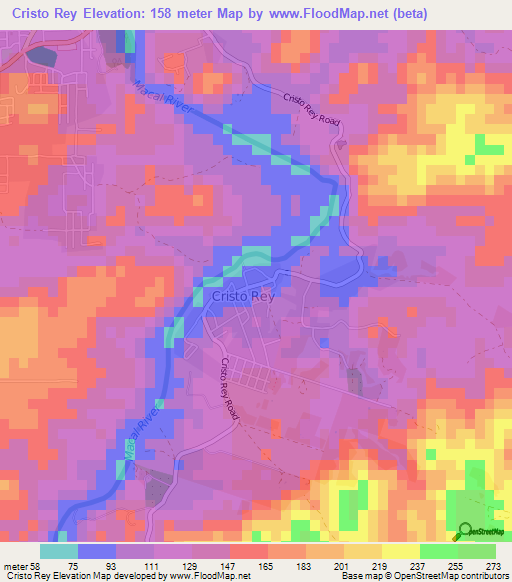 Cristo Rey,Belize Elevation Map