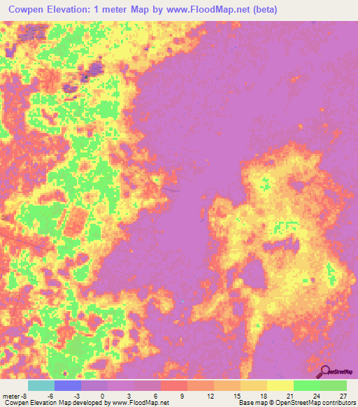 Cowpen,Belize Elevation Map