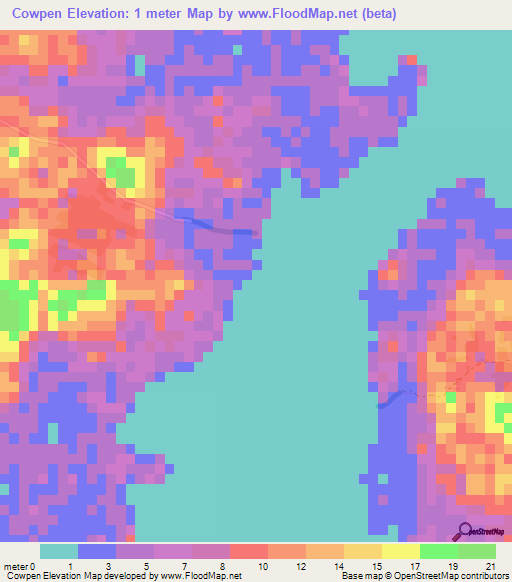 Cowpen,Belize Elevation Map