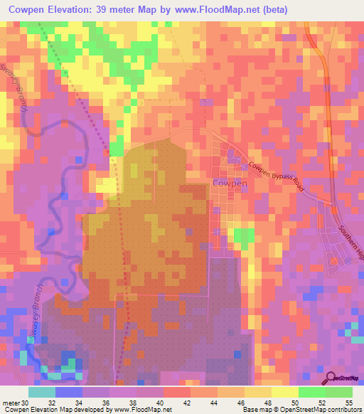 Cowpen,Belize Elevation Map