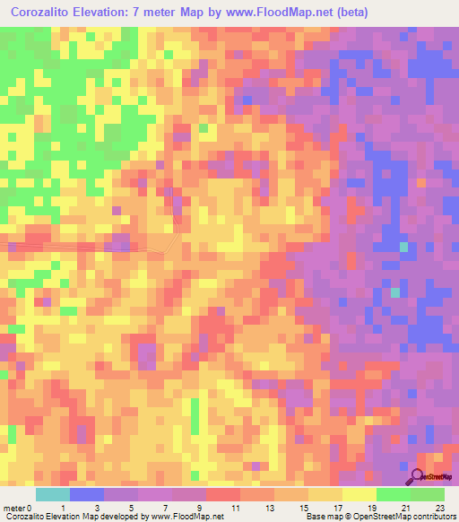 Corozalito,Belize Elevation Map