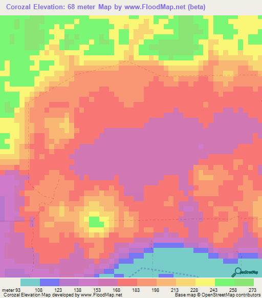 Corozal,Belize Elevation Map