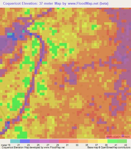 Coquericot,Belize Elevation Map