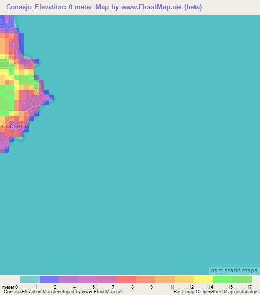 Consejo,Belize Elevation Map