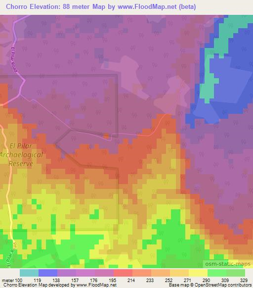 Chorro,Belize Elevation Map