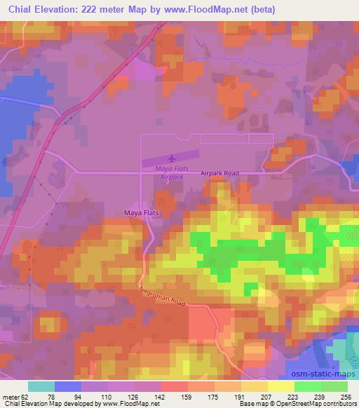 Chial,Belize Elevation Map