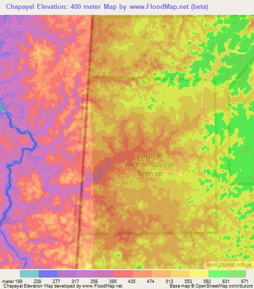 Chapayal,Belize Elevation Map