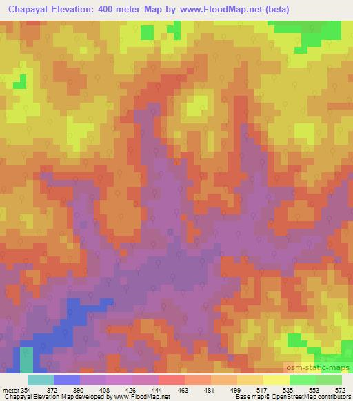 Chapayal,Belize Elevation Map
