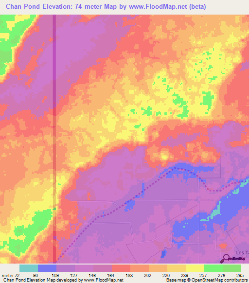Chan Pond,Belize Elevation Map
