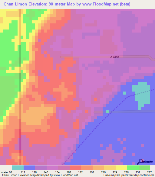 Chan Limon,Belize Elevation Map