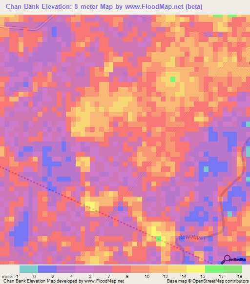 Chan Bank,Belize Elevation Map