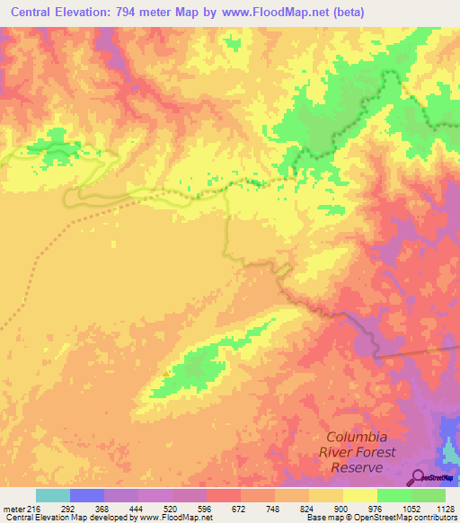 Central,Belize Elevation Map