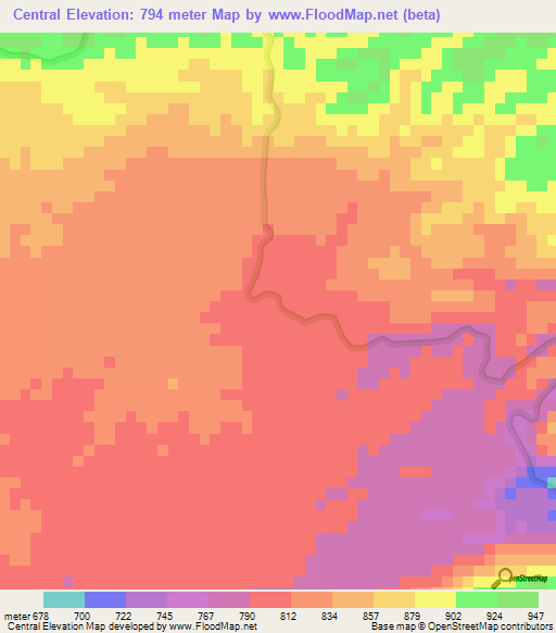 Central,Belize Elevation Map